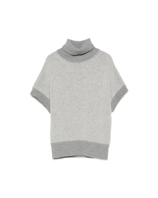 Peserico Gray Grauer Wollstrick Turtleneck Sweater