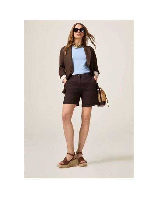 Oltre Brown Kurze Hose 100% Leinen