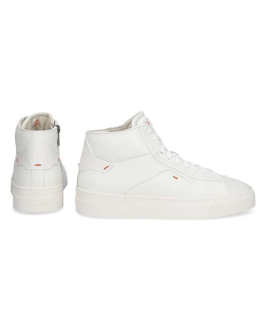 Santoni White High-top Sneakers 60935 Calfskin