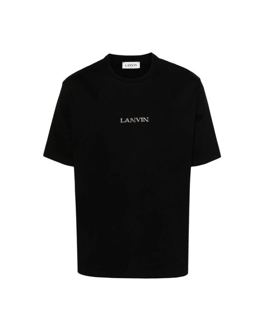 Lanvin Schwarze bestickte t-shirts und polos in Black für Herren