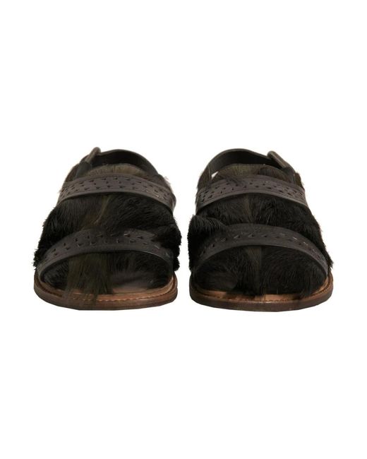 Dolce & Gabbana Luxe Haar Kalfs Sandalen Model in het Black voor heren