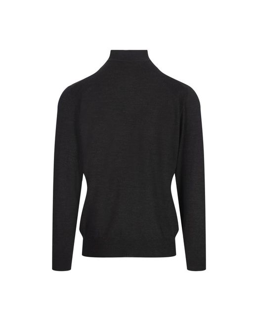 Fedeli Truien & Vesten ,Grijs ,Wol Donkergrijze Wol Pullover Sweater in het Black voor heren