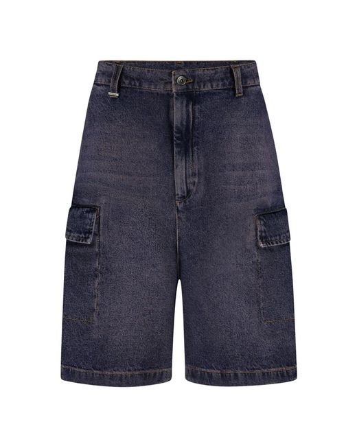 flâneur Wash Cargo Denim Shorts in het Blue voor heren