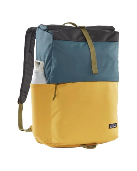 Patagonia Blue Fieldsmith roll-top pack patchwork rucksack