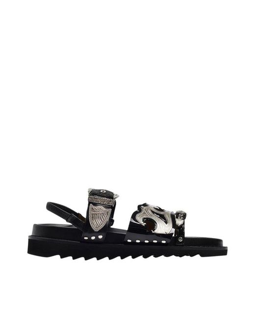 Toga Black Flat Sandals