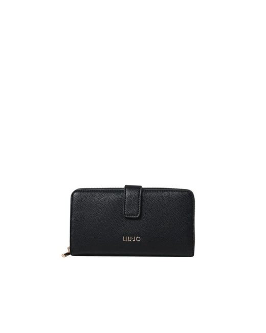 Liu Jo Black Leder Reißverschlussbrieftasche