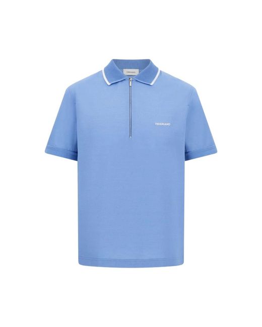 Ferragamo Hellblaues Collar Half Zip Sweater in Blue für Herren