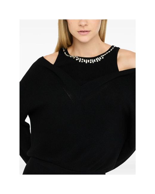 Liu Jo Black Midi Dress With Cut-Out Shoulder Details