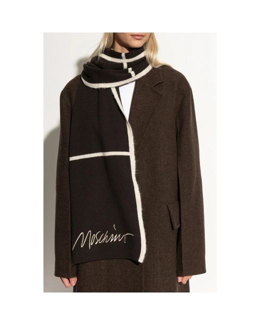 Moschino Accessoires ,Bruin ,Sjaal Met Logo in het Black