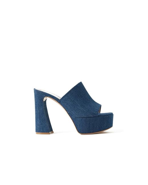 Gianvito Rossi Blue Heeled Mules