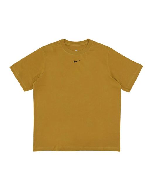 Nike Fitness ,Bruin ,Bronzine/Zwart Sportswear Essentials T-Shirt in het Yellow