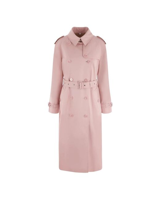Burberry Pink Belted Coats