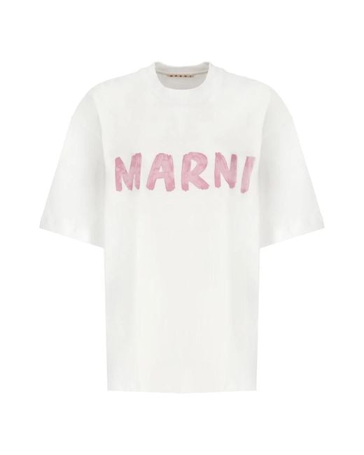 Marni White Weiße baumwoll-t-shirt mit logo