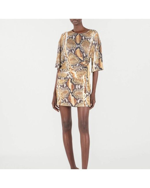 Roberto Cavalli Tops ,Bruin ,Animalier Print T-Shirt in het Natural