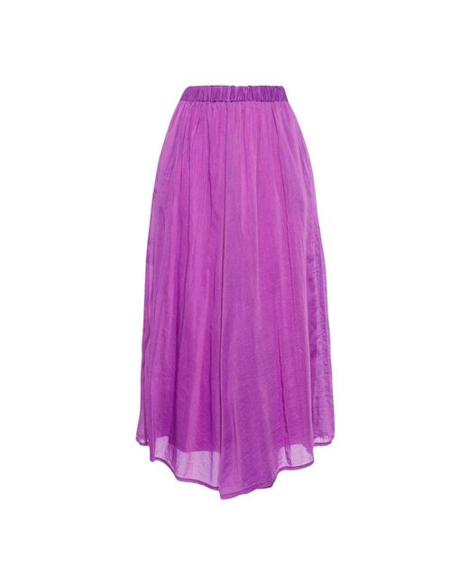Falda de algodón y seda con cintura elástica Forte Forte de color Purple