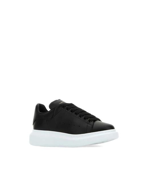 Alexander McQueen Black Oversized Leather Sneakers With Contrasting Platform