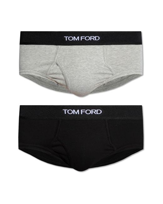 Tom Ford Ondergoed ,Veelkleurig ,Katoen Briefs Two-Pack in het Gray voor heren