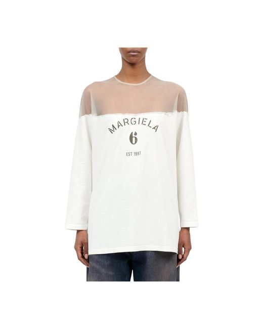MM6 by Maison Margiela White Long Sleeve Tops
