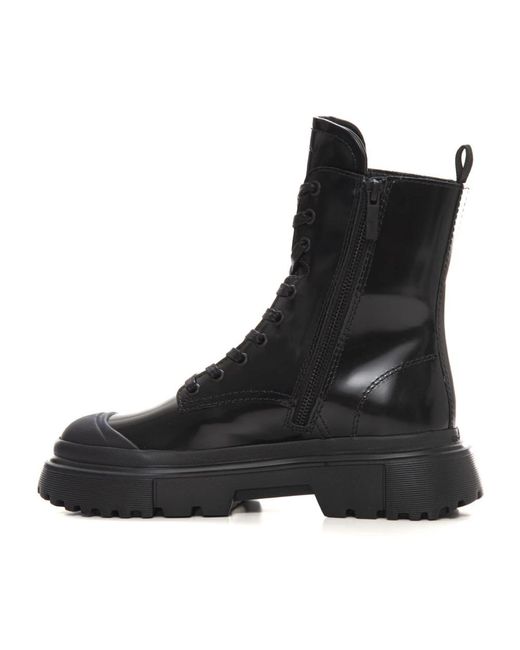 Hogan Black Lace-Up Boots