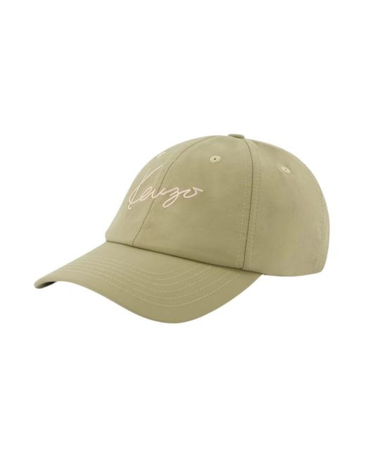 KENZO Green Nylon Baseball Cap With Signature Logo for men
