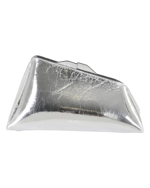The Attico Gray Silberne Umhängetasche Mit Magnetverschluss