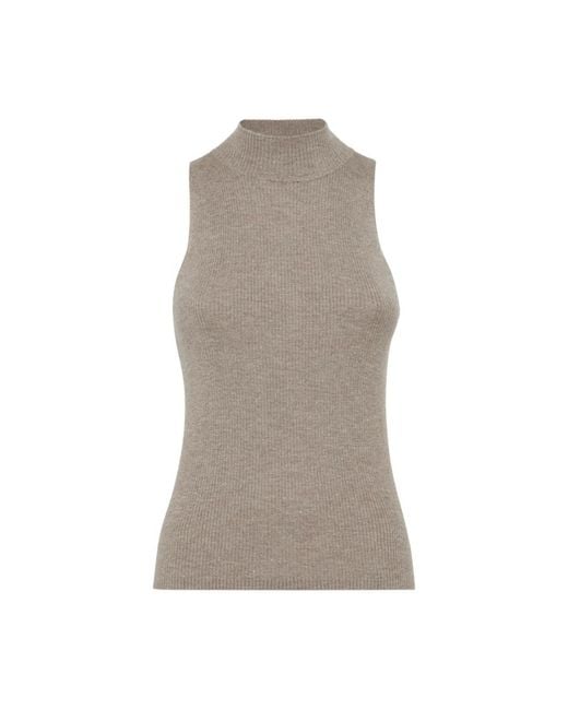 Brunello Cucinelli Gray Sleeveless Tops
