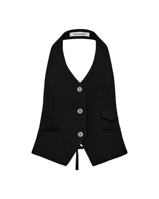 Chaleco halter negro blazer modelo elegante co'couture de color Black