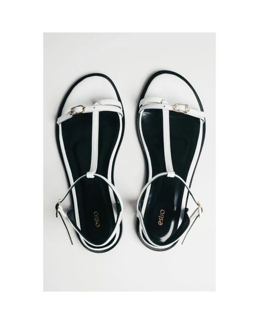 ESTRO White Flat Sandals