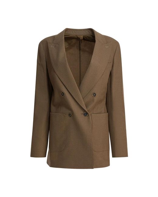 Max Mara Jassen ,Bruin ,Leer Harald Blazer in het Green