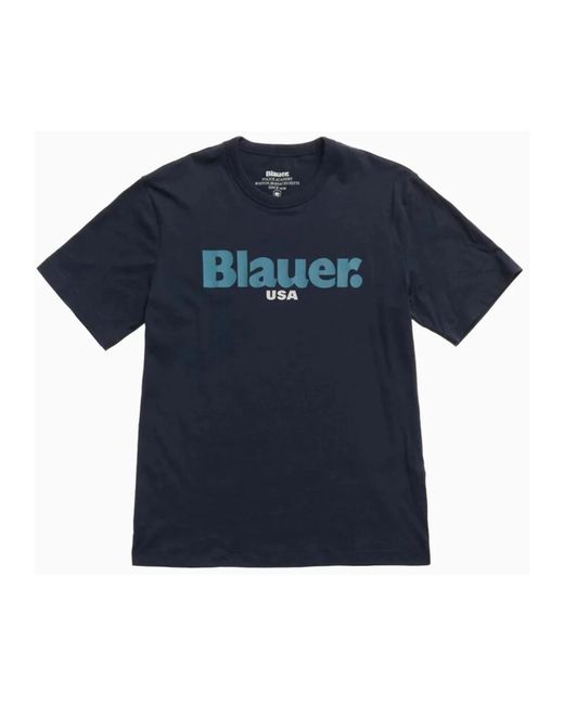 Blauer Tops ,Blauw ,Katoen Blauw Maxi Logo T-Shirt in het Blue voor heren