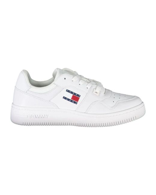 Tommy Hilfiger White Sportliche schnürschuhe weiß kontrast logo