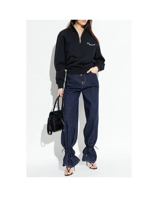 DSquared² Hoodies & Sweatvesten ,Zwart ,Katoen Sweatshirt Met Logo in het Blue