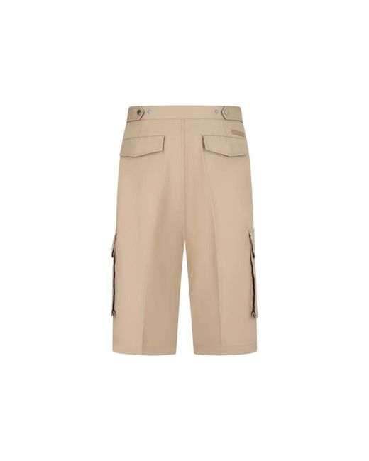 AMI Korte Broeken ,Katoen Cargo Short in het Natural voor heren