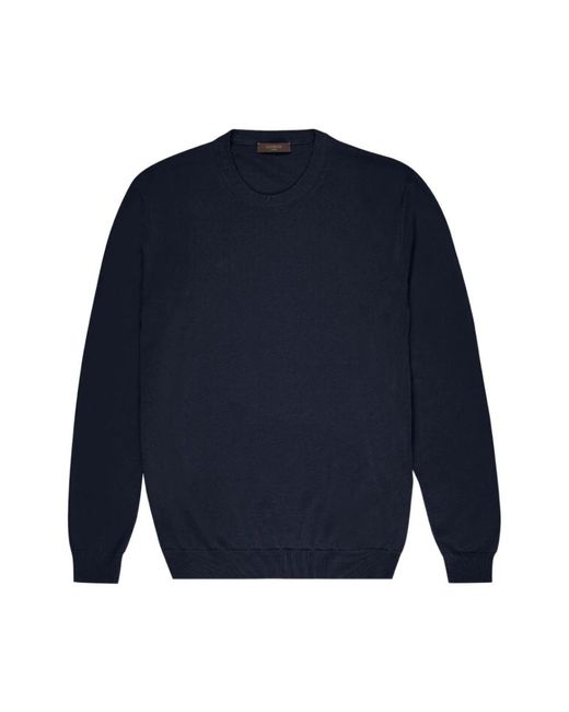 Zanone Blue Round-Neck Knitwear for men
