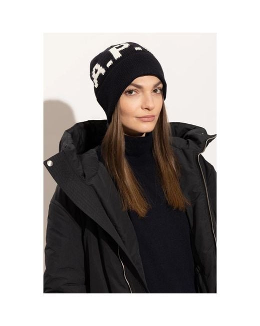 A.P.C. Logo Beanie in het Black