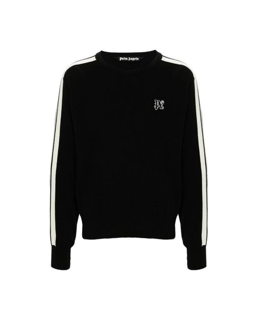Palm Angels Black Round-Neck Knitwear for men