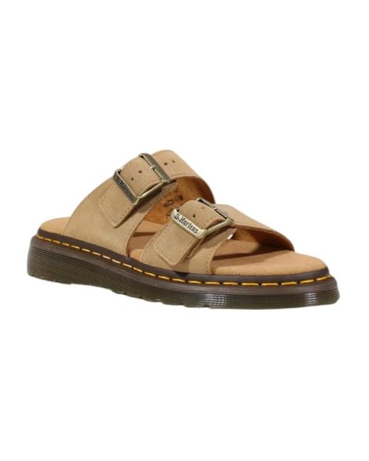 Dr. Martens Metallic Beige Leather Flat Sandals for men