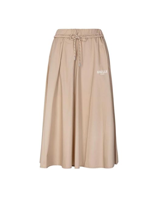 Gaelle Paris Natural Midi-Rock Mit Kordelzug Und Trekking-Spitze