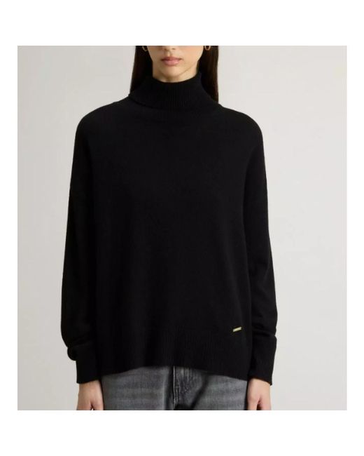 Woolrich Truien & Vesten ,Zwart ,Comfort Wool Cash Turtleneck in het Black