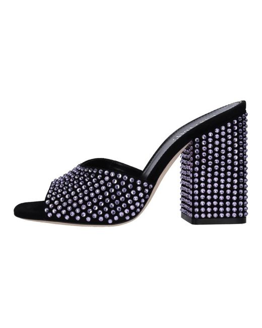 Paris Texas Blue Heeled Mules