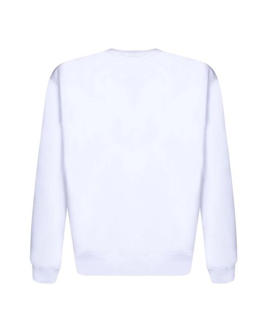 DSquared² Hoodies & Sweatvesten ,Wit ,Katoen Logo Print Katoenen Sweatshirt Ronde Hals Lange Mouwen in het White voor heren