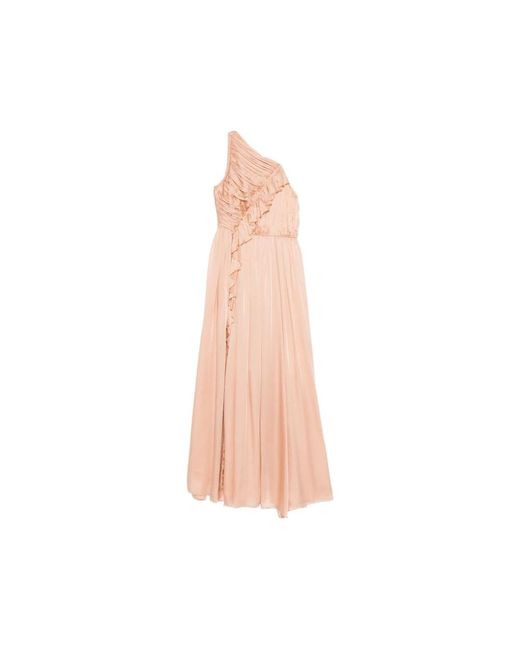 Ulla Johnson Kleedjes ,Leer Aisha One-Shoulder Avondjurk in het Pink