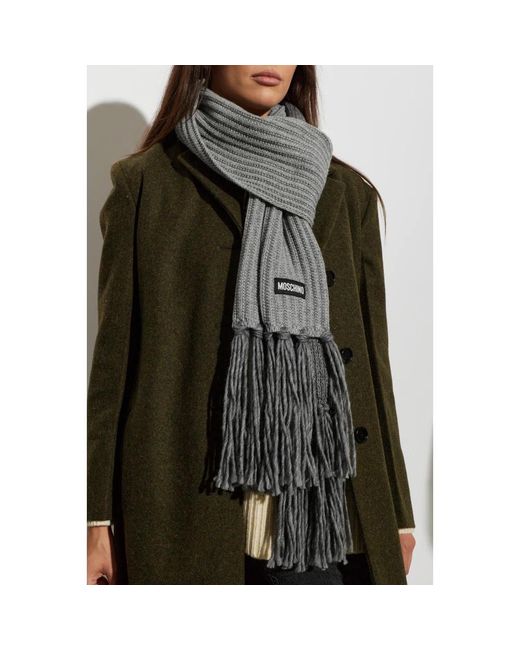 Moschino Gray Fransenschal