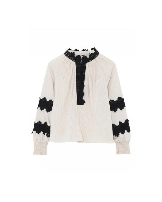 GUSTAV Overhemden ,Polyester Elegante Blouse Met Smock Manchetten in het White