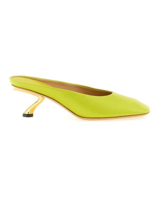 Ferragamo Yellow Heeled Mules