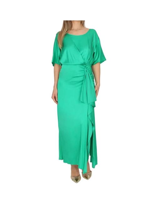Elegante vestido largo con drapeado lateral Liu Jo de color Green