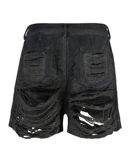 Rick Owens Zerissene Baumwoll-Bermuda-Shorts in Black für Herren