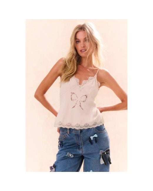 LoveShackFancy Natural Fox bow cami top