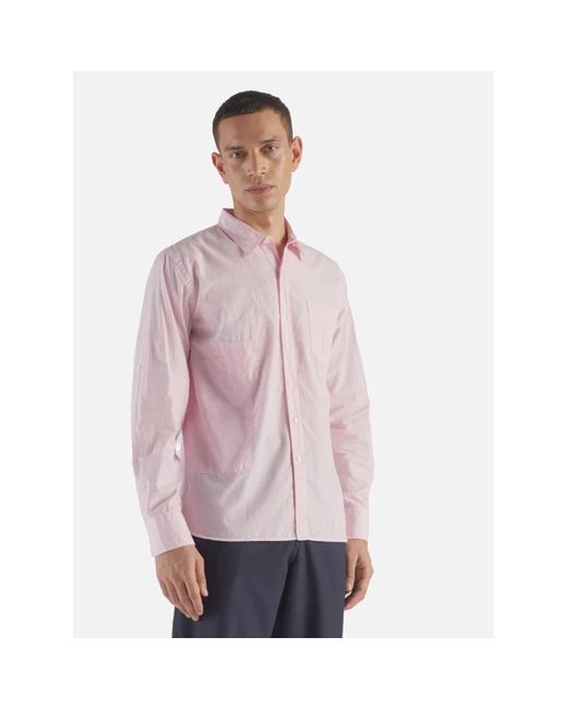 Universal Works Geflicktes kontraststoff hemd in Pink für Herren