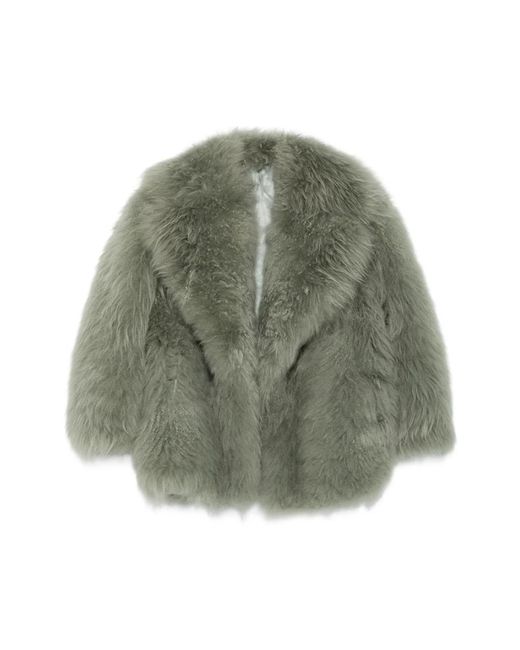 Salvatore Santoro Green Grüne Kunstpelz Schalkragen Jacke